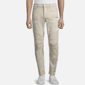 NEW Hudson Blinder Beige Biker Moto V2 Skinny Jeans Size 32